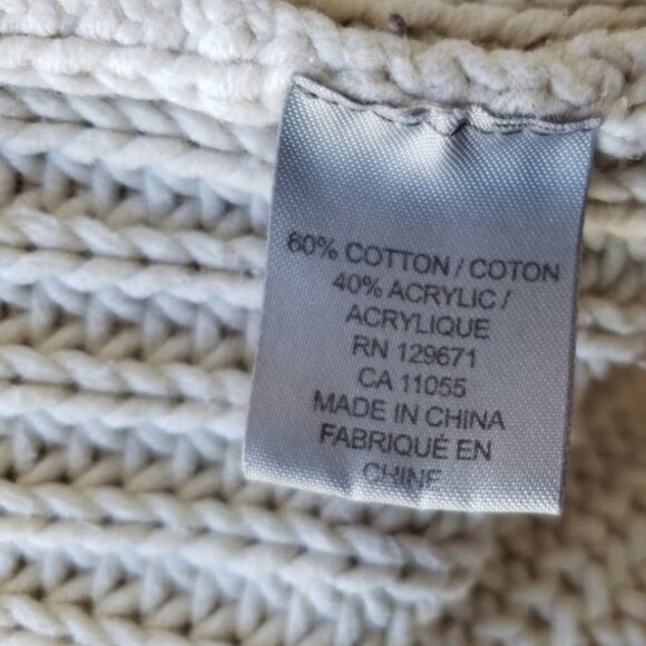 5/$100 SALE - 360 Sweater  Ivory Chunky Knit Cuffed Sleeve - Picture 7 of 7